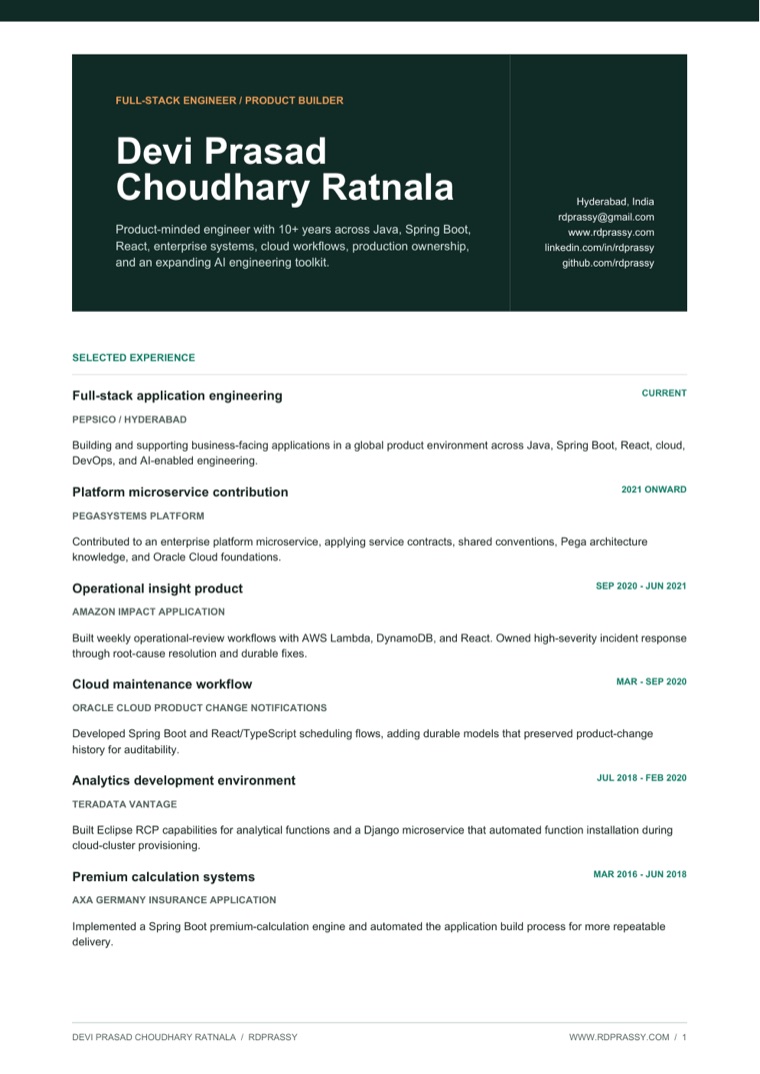 Preview of the portfolio edition résumé