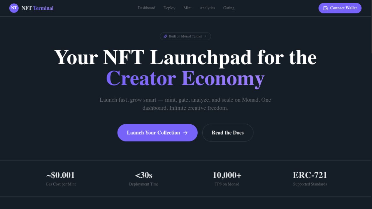 NFT Terminal launchpad on Monad