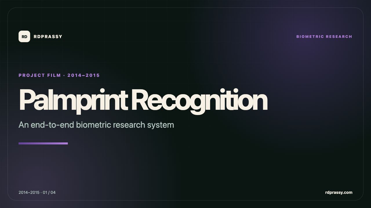Palmprint Recognition: An end-to-end biometric research system